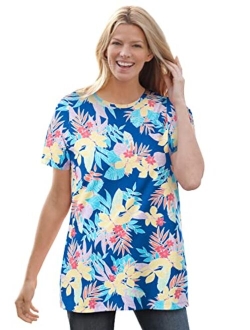 Women's Plus Size Perfect Printed Short-Sleeve Crewneck Tee Shirt