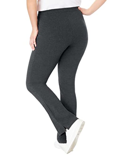 Woman Within Women's Plus Size Stretch Cotton Bootcut Yoga Pant
