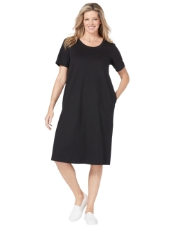 Women's Plus Size Short-Sleeve Crewneck Tee Dress