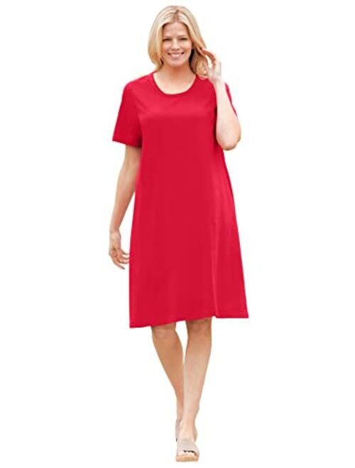 Woman Within Women's Plus Size Short-Sleeve Crewneck Tee Dress
