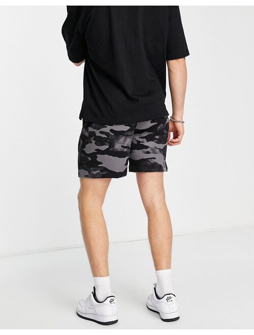 Hollister sports tape logo camo print sweat shorts in black