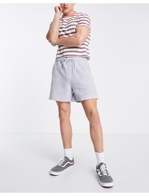 ASOS DESIGN wide shorts in pastel blue natural look textured fabrics