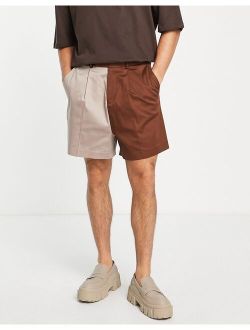 smart bermuda shorts in tonal brown splice