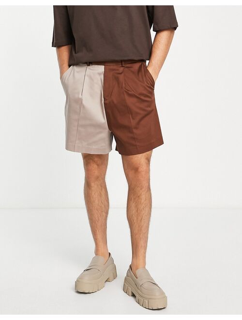 ASOS DESIGN smart bermuda shorts in tonal brown splice