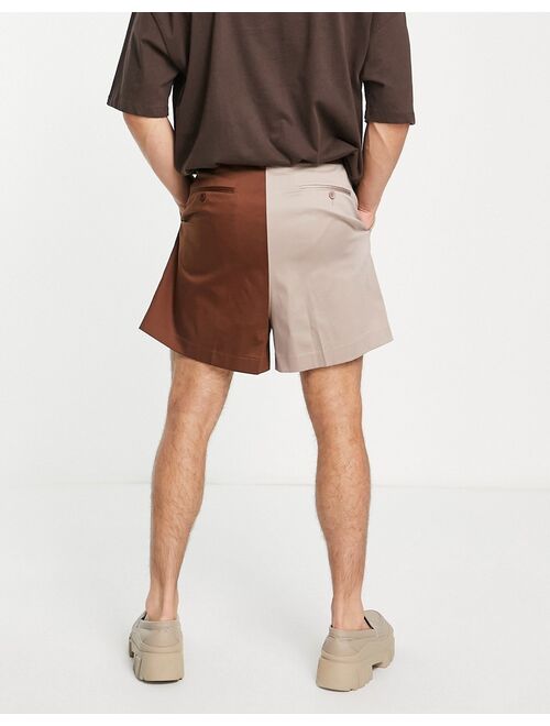ASOS DESIGN smart bermuda shorts in tonal brown splice
