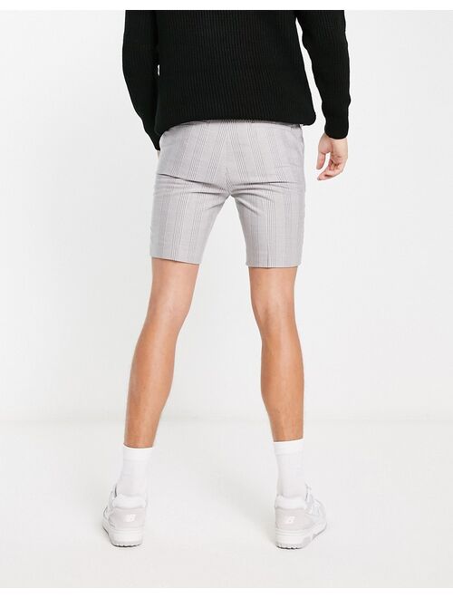 ASOS DESIGN skinny smart shorts in gray prince of wales check