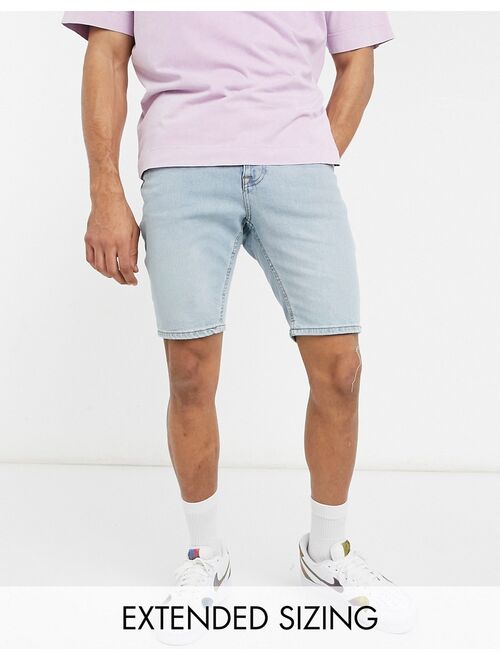 ASOS DESIGN skinny denim shorts in vintage light blue tint