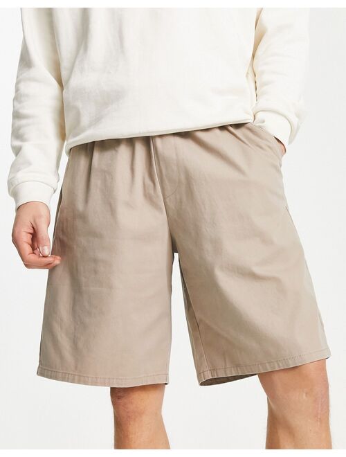 ASOS DESIGN wide chino shorts in walnut