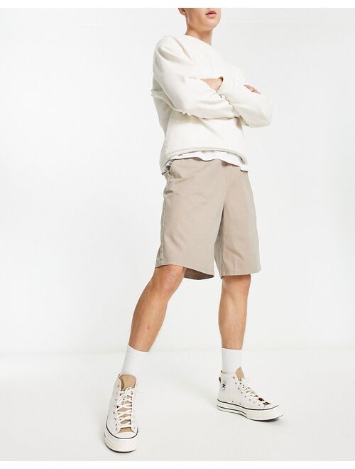 ASOS DESIGN wide chino shorts in walnut