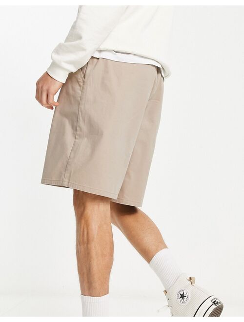 ASOS DESIGN wide chino shorts in walnut