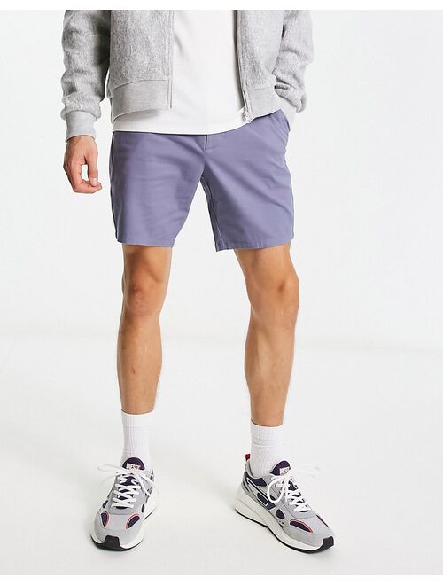 ASOS DESIGN skinny chino shorts in gray