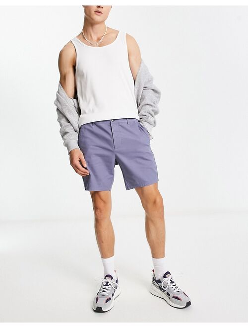 ASOS DESIGN skinny chino shorts in gray