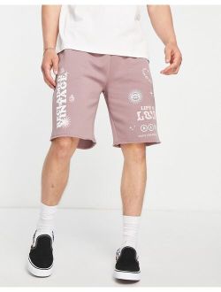 Inspired skate printed shorts in pink