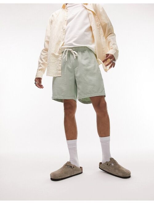 Topman relaxed cord shorts in green