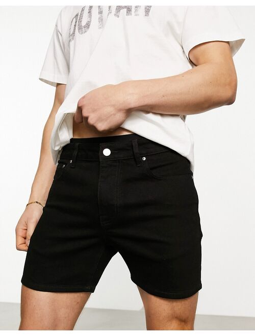 ASOS DESIGN skinny denim shorts in black in shorter length