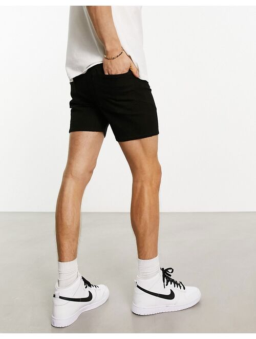 ASOS DESIGN skinny denim shorts in black in shorter length