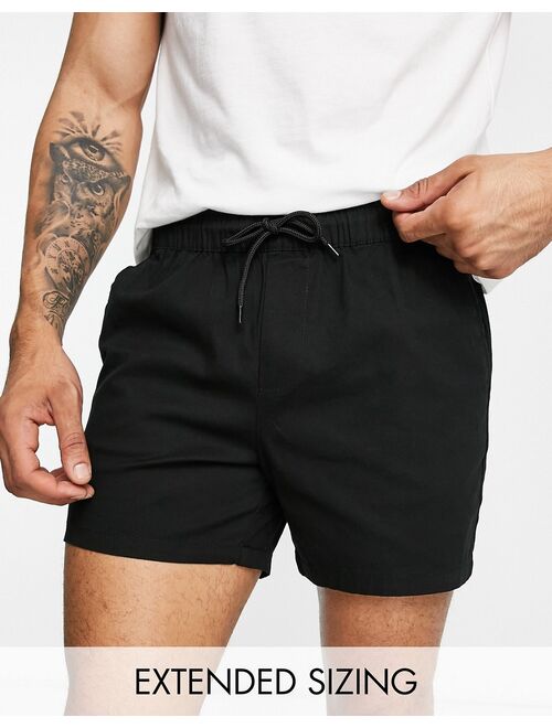 ASOS DESIGN slim chino shorts with elastic waist in black
