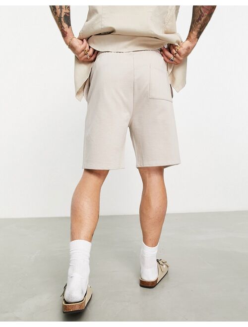 ASOS DESIGN slim jersey shorts in gray beige