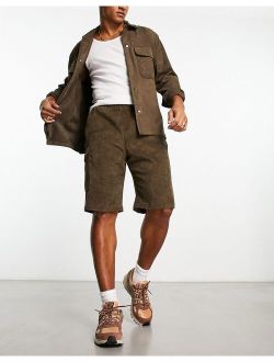 cord cargo shorts in brown