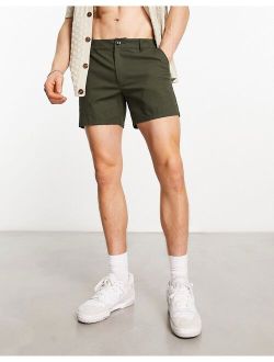 skinny chino shorts in dark khaki