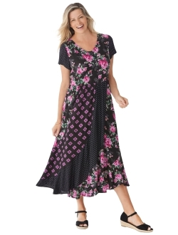 Women's Plus Size Mixed Print Maxi Dress