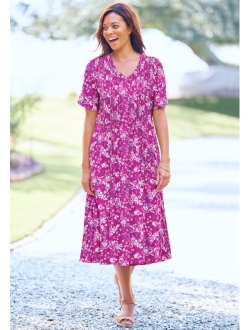 Women's Plus Size Short-Sleeve Button-Front Dress