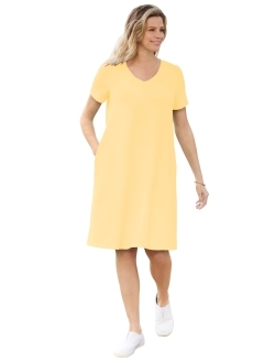 Women's Plus Size Short Sleeve V-Neck Tee Dress