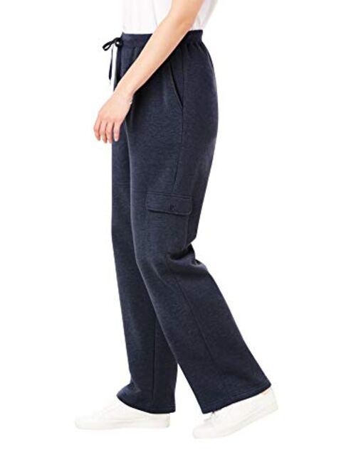 Woman Within Women's Plus Size Petite Better Fleece Cargo Sweatpant Pant