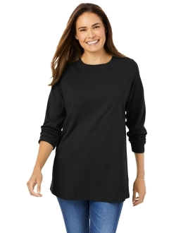 Women's Plus Size Perfect Long-Sleeve Crewneck Tee Shirt