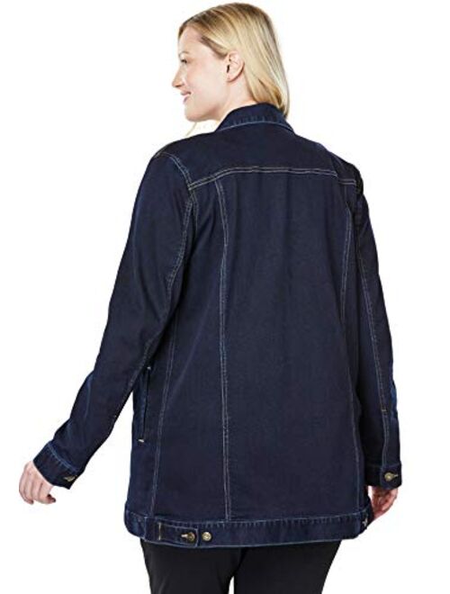 Woman Within Women's Plus Size Long Stretch Denim Jacket