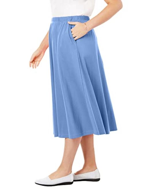 Woman Within Women's Plus Size 7-Day Knit A-Line Skirt