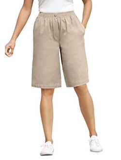 Women's Plus Size Elastic-Waist Cotton Short