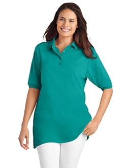 Women's Plus Size Short-Sleeve Polo Tunic Polo Shirt