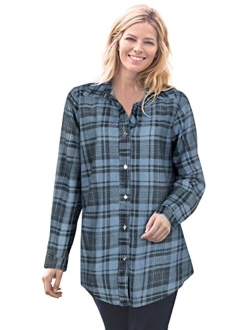 Women's Plus Size Classic Long-Sleeve Denim Shirt