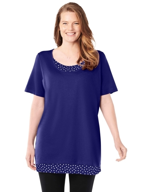 Woman Within Women's Plus Size Layered-Look Print Tunic