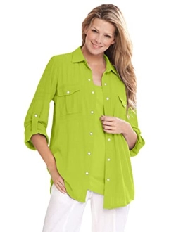 Women's Plus Size Cotton Gauze Bigshirt