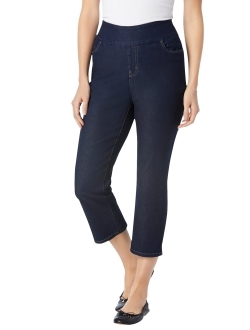 Women's Plus Size Flex-Fit Pull-On Denim Capri Pants