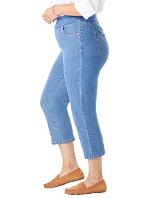 Woman Within Women's Plus Size Flex-Fit Pull-On Denim Capri Pants