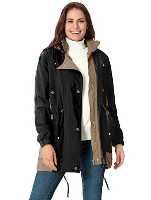 Woman Within Women's Plus Size Colorblocked Taslon Anorak Jacket