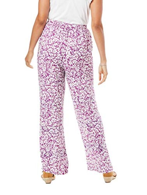 Woman Within Women's Plus Size Pull-On Elastic Waist Soft Pants