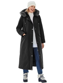 Women's Plus Size Long Microfiber Parka Coat