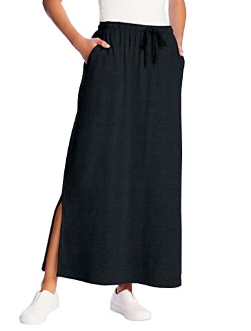 Woman Within Women's Plus Size Sport Knit Side-Slit Skirt