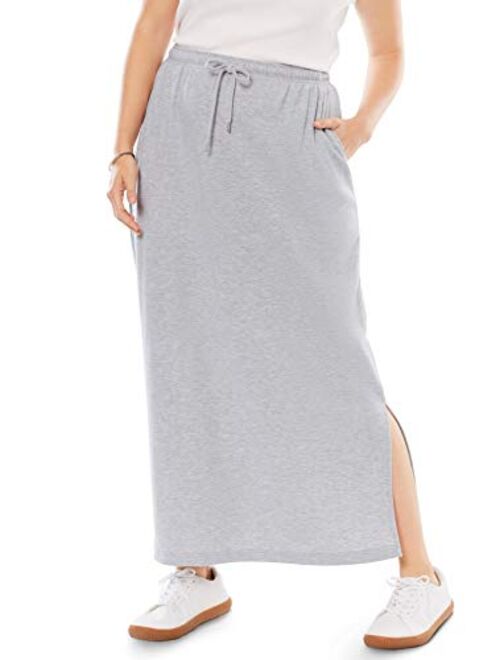 Woman Within Women's Plus Size Sport Knit Side-Slit Skirt