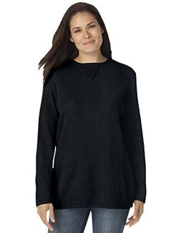 Women's Plus Size Thermal Waffle Sweatshirt