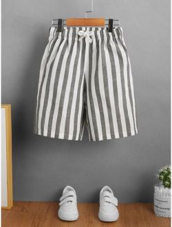 Boys Vertical Striped Knot Front Shorts