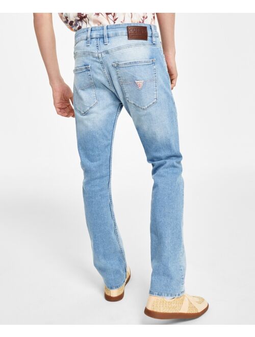 GUESS Men's Slim-Fit Straight Stretch Jeans in a Light Wash