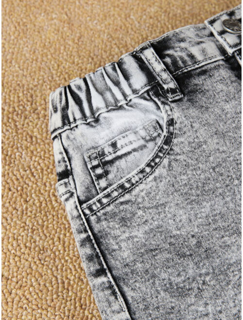Shein Boys Bleach Wash Slant Pocket Jeans
