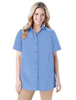 Women's Plus Size Peached Button Down Shirt
