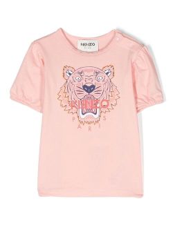 Kids Tiger Head-motif cotton T-Shirt