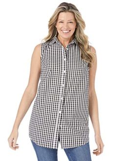 Women's Plus Size Perfect Button Down Sleeveless Shirt